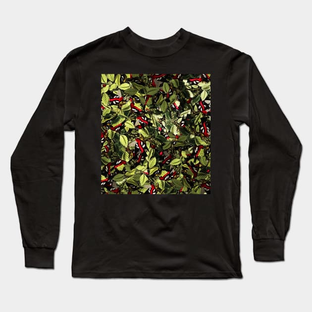 Bird Leaves Floral Nature Pattren Long Sleeve T-Shirt by Mr Bushido